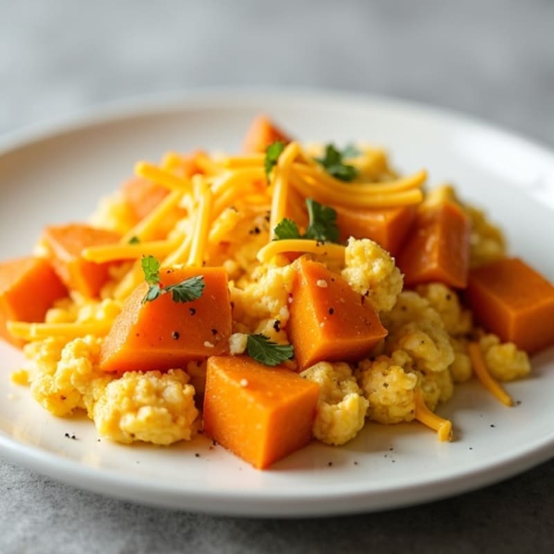 Cheesy Sweet Potato Egg Scramble