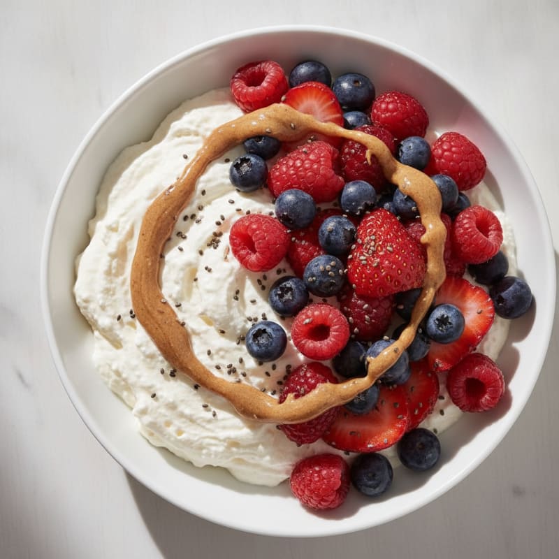 Silky Greek Yogurt Protein Mousse with Mixed Berries