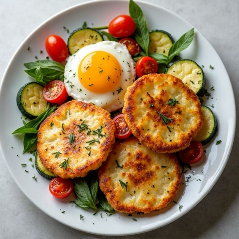 Crispy Pan-Seared Halloumi with Herb-Roasted Vegetables