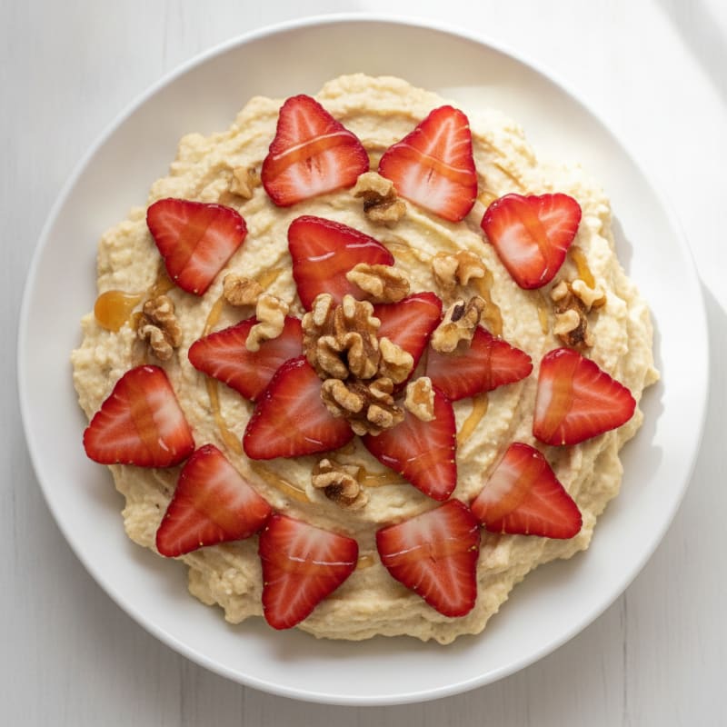 Silky Protein Banana Pudding with Sliced Strawberries