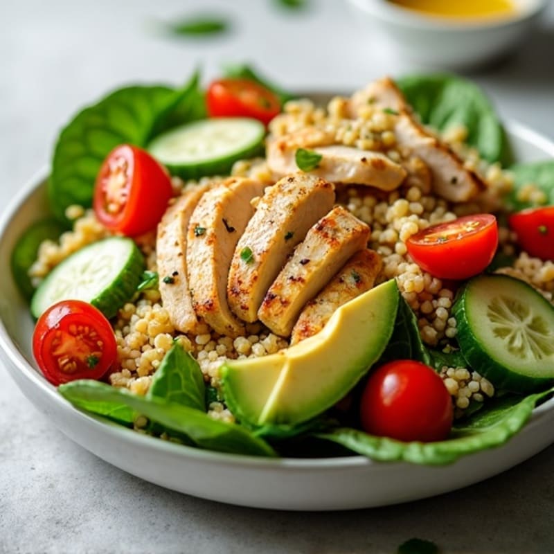 Grilled Chicken and Quinoa Salad with Spinach