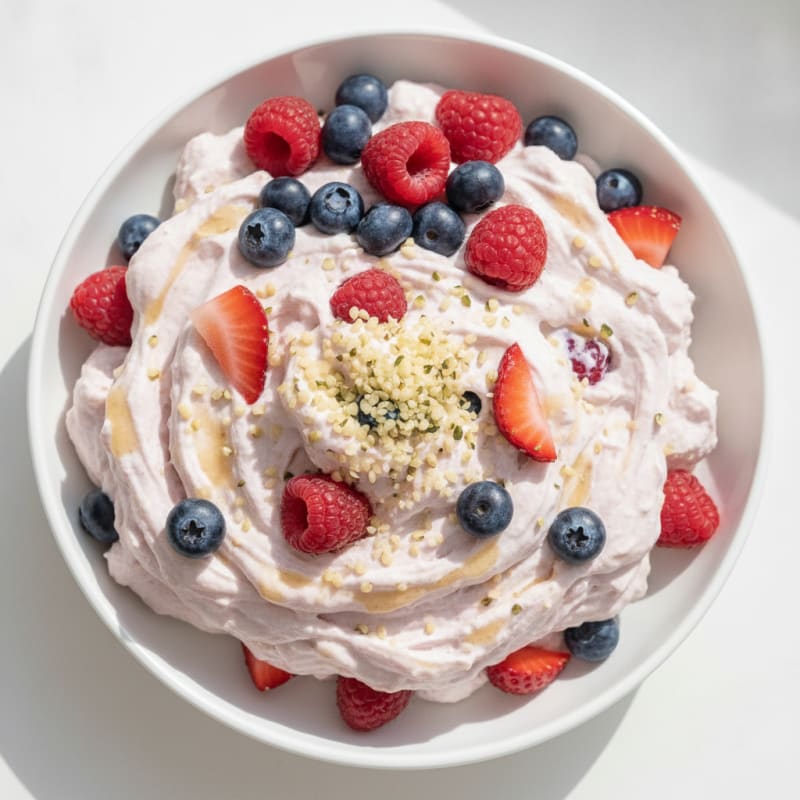 Greek Yogurt Protein Mousse with Mixed Berries