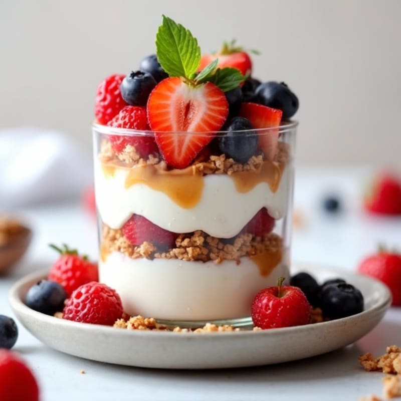 Creamy Greek Yogurt Parfait with Mixed Berries and Almond Butter