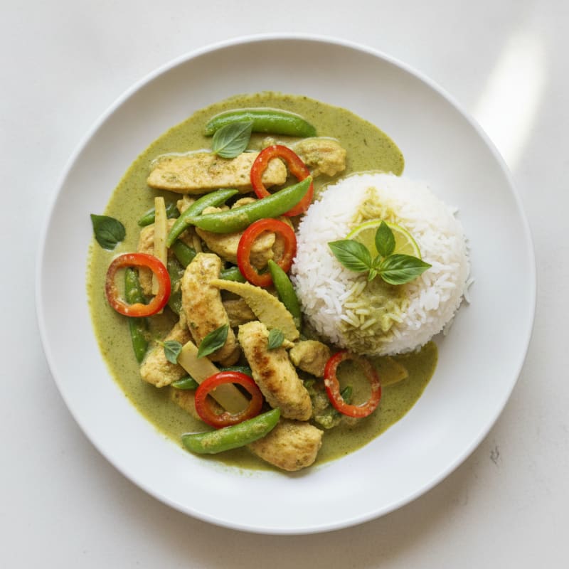 Green Curry Chicken with Coconut Rice