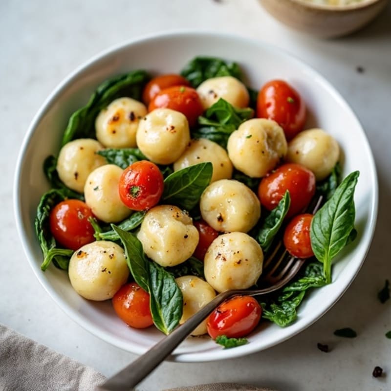 Fresh Ricotta Gnocchi with Herb-Roasted Tomatoes and Spinach
