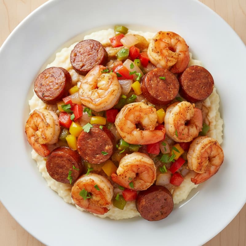 Cajun Shrimp and Grits with Andouille Sausage
