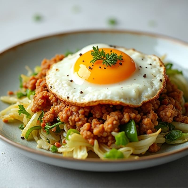Ground Pork and Crispy Cabbage Skillet