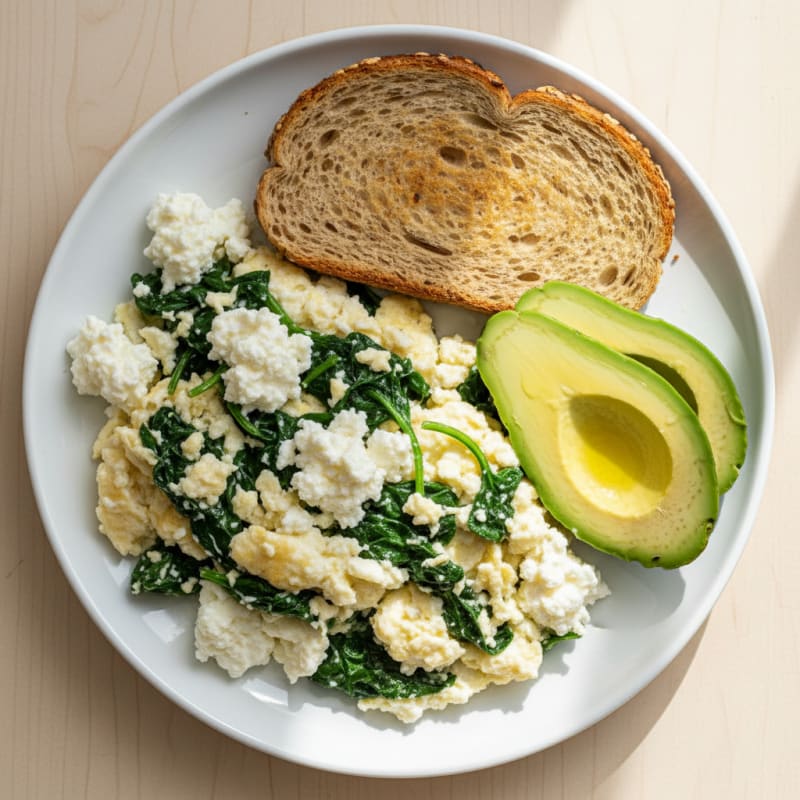 Egg White and Spinach Scramble with Cottage Cheese
