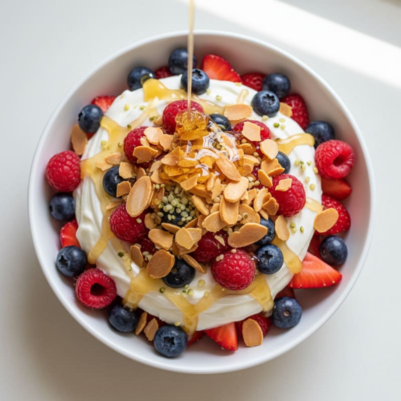 Creamy Greek Yogurt Parfait with Mixed Berries and Toasted Almonds
