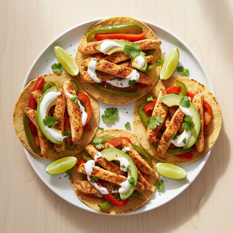 Fajita Chicken Tostadas with Bell Peppers