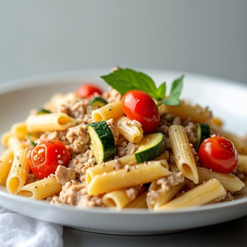 Creamy High-Protein Turkey Penne with Roasted Vegetables