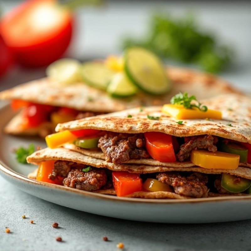 Spicy Lime Steak Quesadilla with Bell Peppers