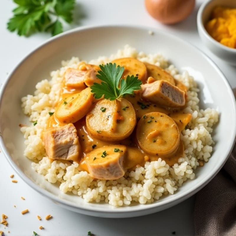 Creamy Coconut Butter Chicken with Cauliflower Rice