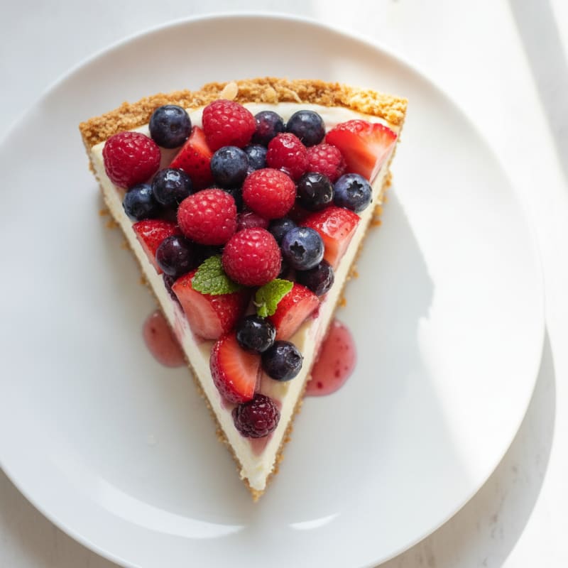 Greek Yogurt Protein Cheesecake with Mixed Berries