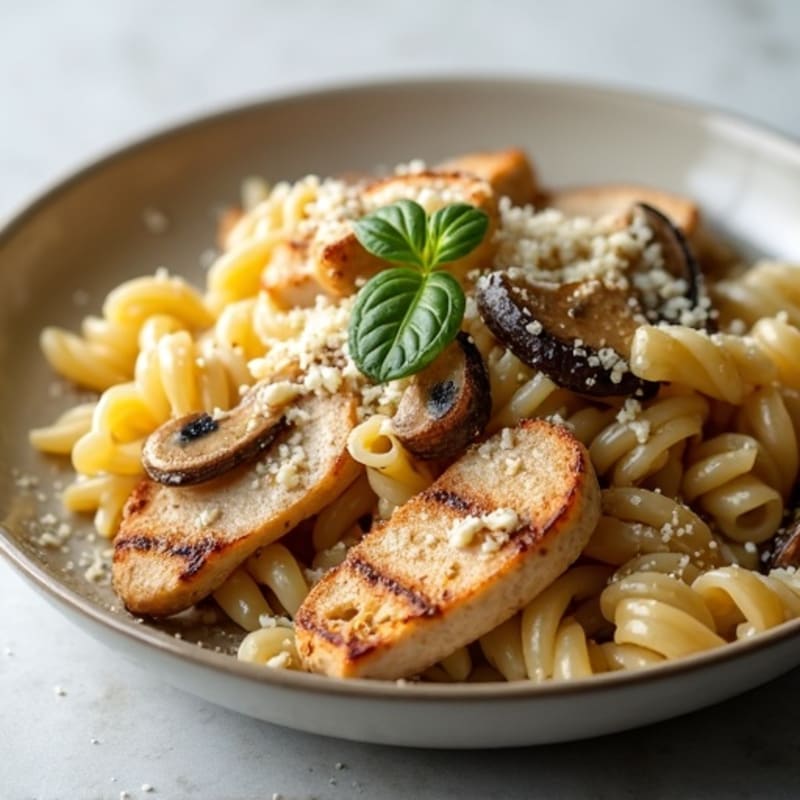 Healthy Creamy Garlic Truffle Mushroom Pasta