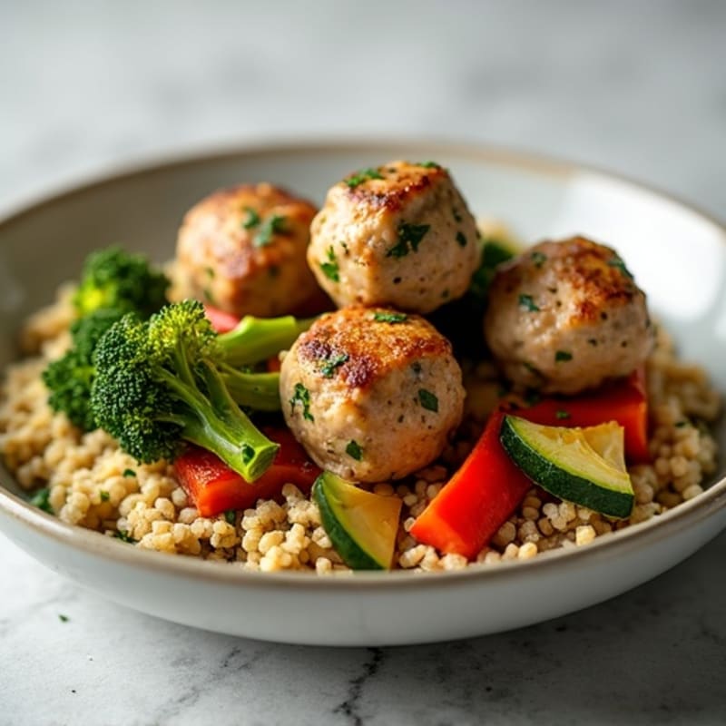 Herb-Seasoned Turkey Meatballs with Roasted Vegetables