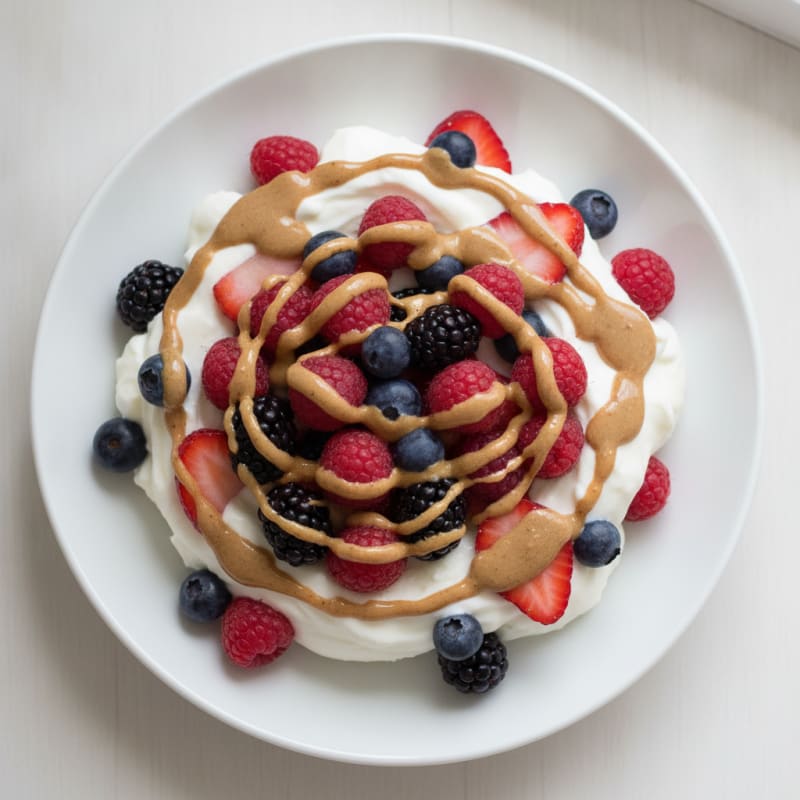 Greek Yogurt Protein Parfait with Mixed Berries and Almond Butter