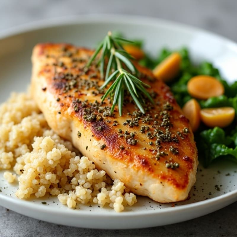 Herb-Crusted Pan Seared Chicken with Roasted Garlic