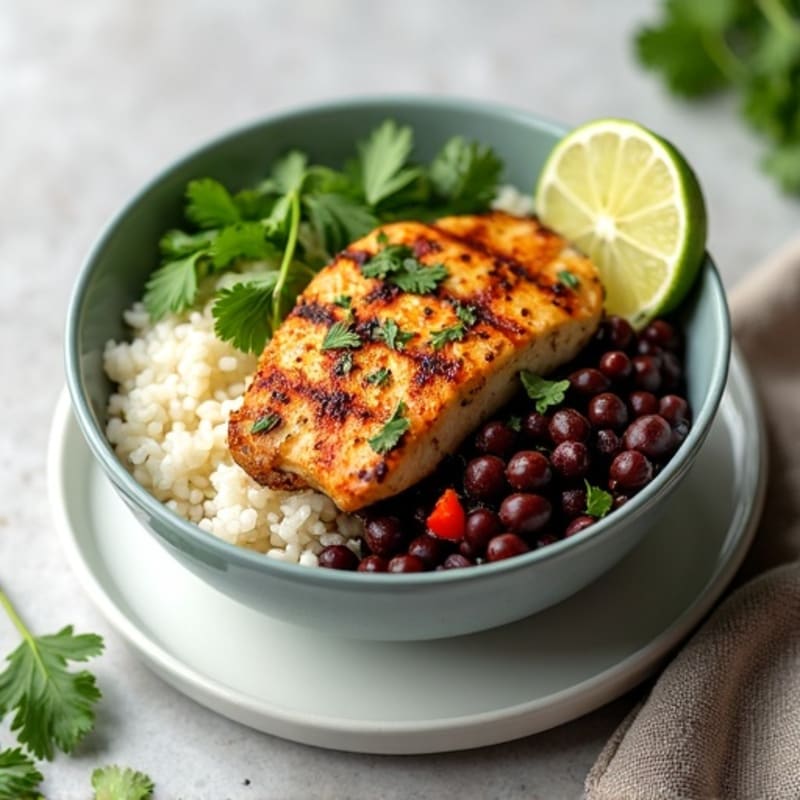 Cilantro-Lime Black Beans with Coconut Rice and Grilled Chicken