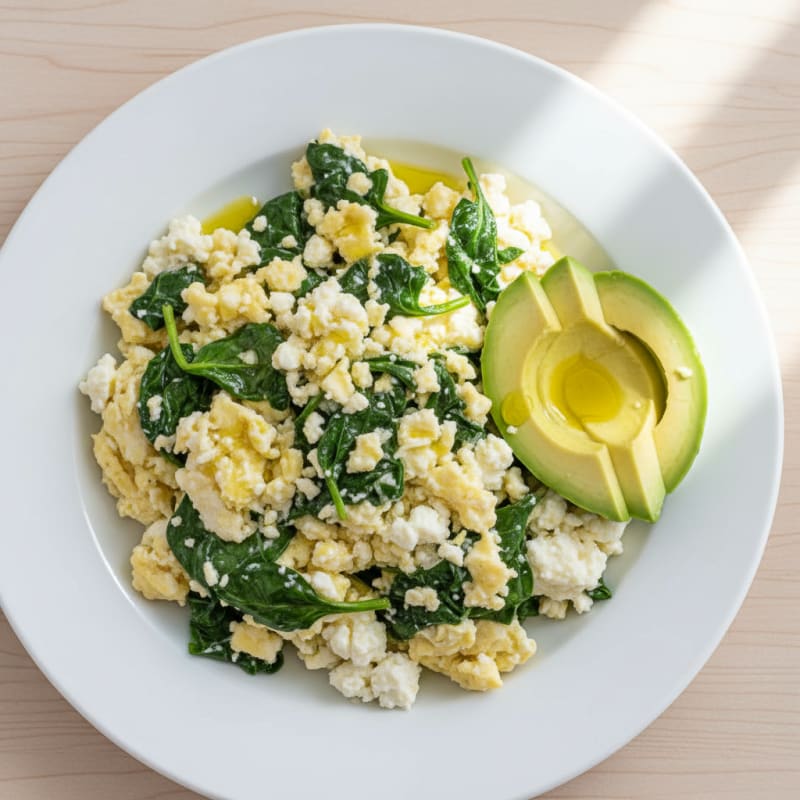 Egg White Scramble with Cottage Cheese and Spinach