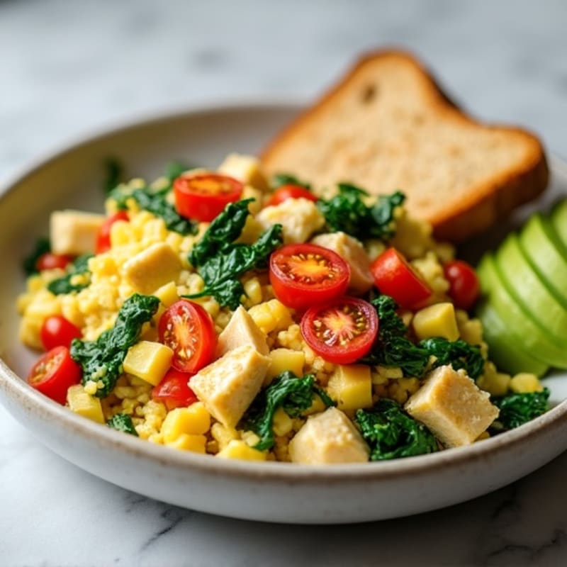 Chicken Egg White Scramble with Spinach and Tomatoes