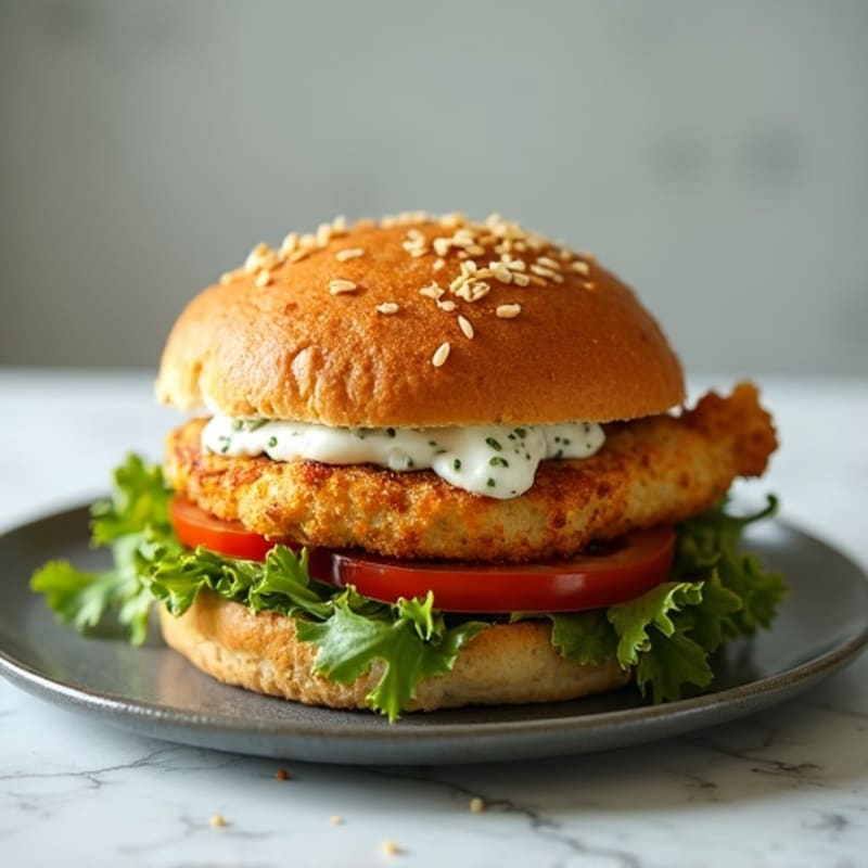 Crispy Air-Fried Chicken Sandwich with Herb Mayo