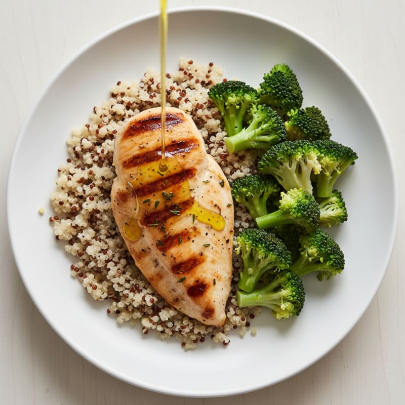 Grilled Chicken Breast with Quinoa and Steamed Broccoli