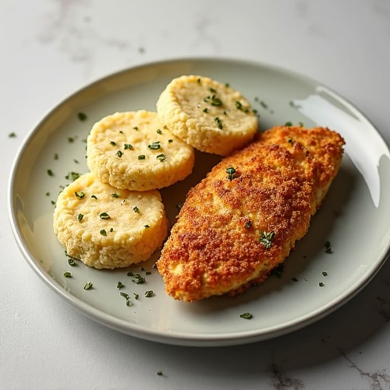 Crispy Almond-Crusted Chicken with Herbed Cauliflower Biscuits