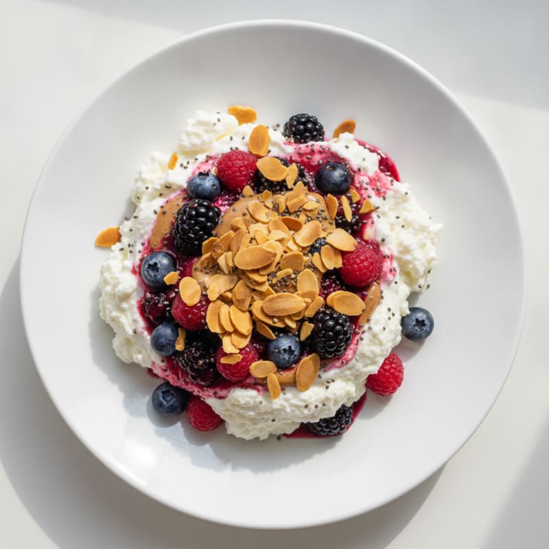 Silky Greek Yogurt Protein Mousse with Mixed Berries