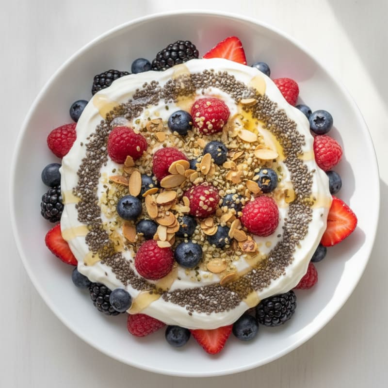 Silky Greek Yogurt Parfait with Chia Seeds and Mixed Berries