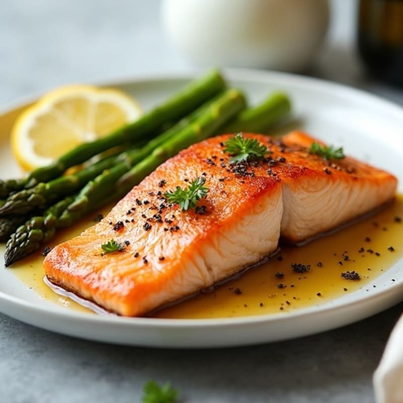 Crispy Pan-Seared Salmon with Roasted Asparagus