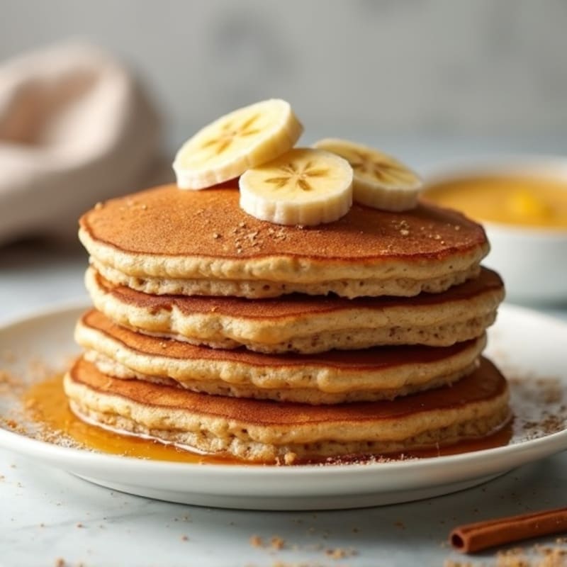 Fluffy High-Protein Oat Pancakes with Warm Cinnamon Bananas