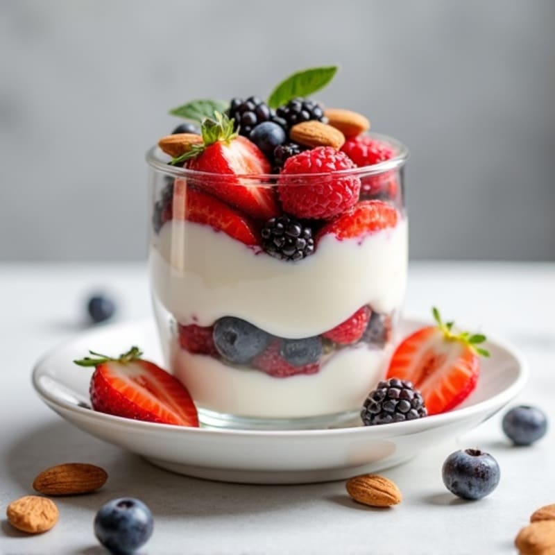 Greek Yogurt Protein Parfait with Berries and Almonds