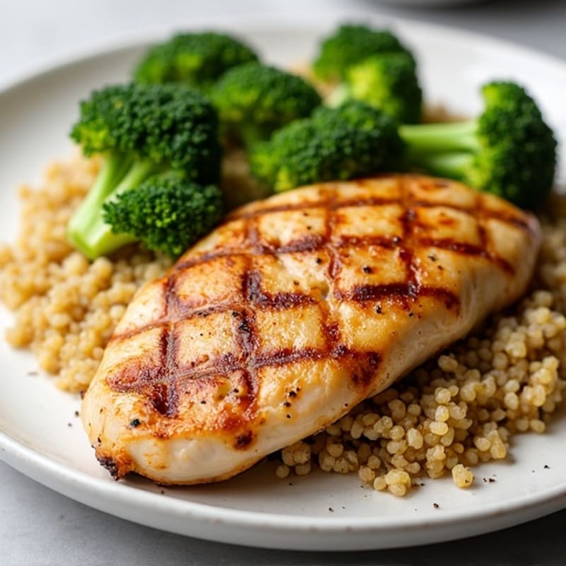 Grilled Chicken Breast with Roasted Broccoli and Quinoa