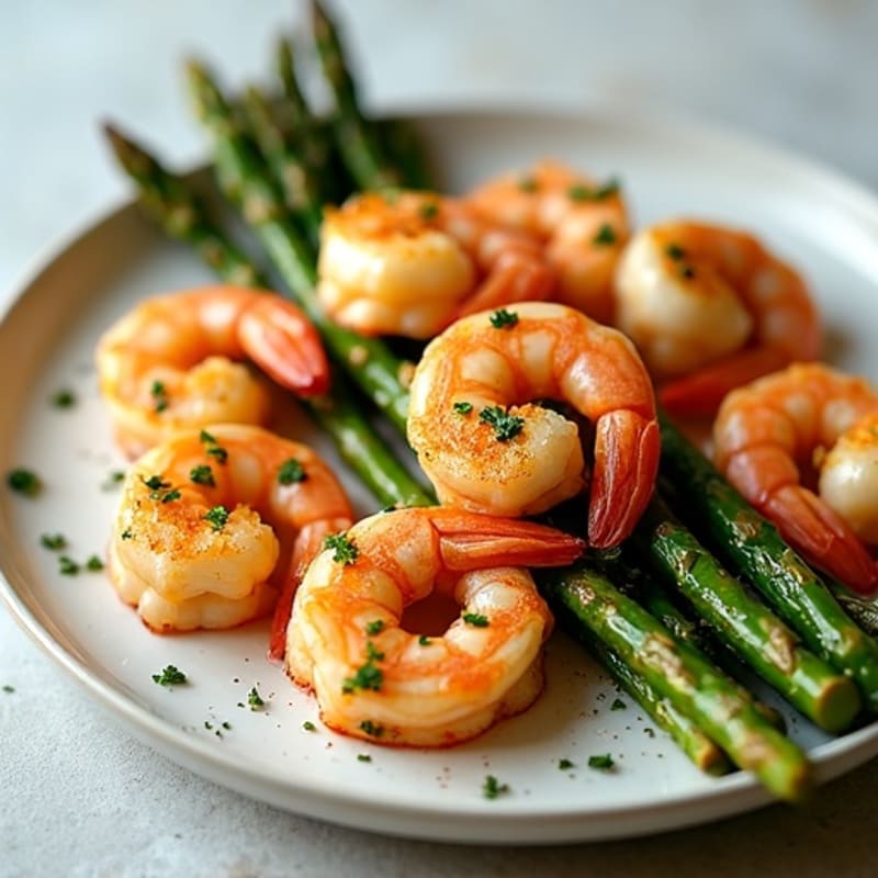 Garlic Herb Roasted Shrimp with Crispy Asparagus