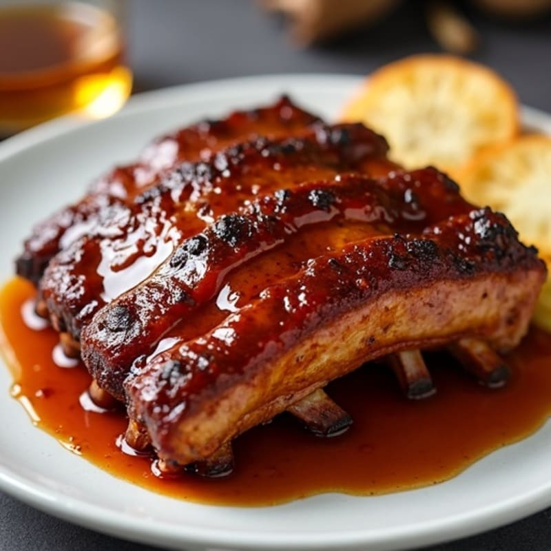 Tender Baked Pork Ribs with Sticky Smoky BBQ Glaze