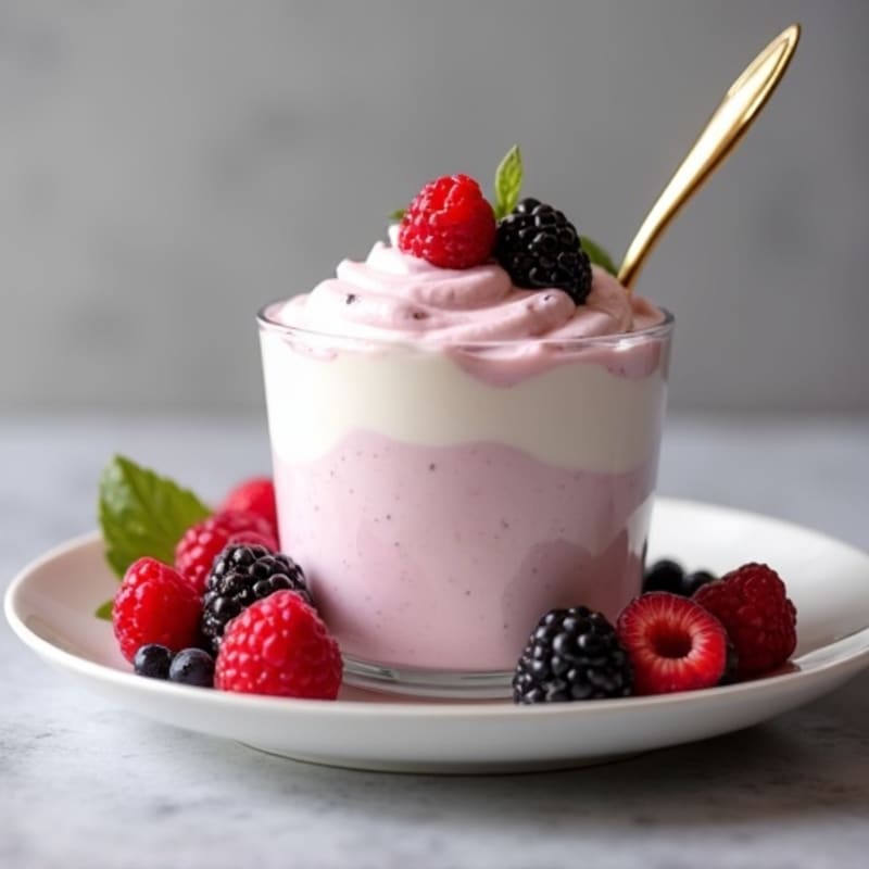 Silky Greek Yogurt Protein Mousse with Mixed Berries