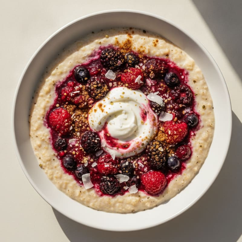 Warm Berry Coconut Breakfast Porridge