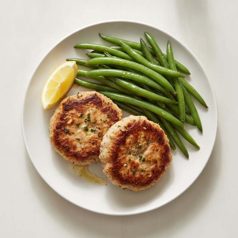 Seared Turkey Patties with Steamed Green Beans