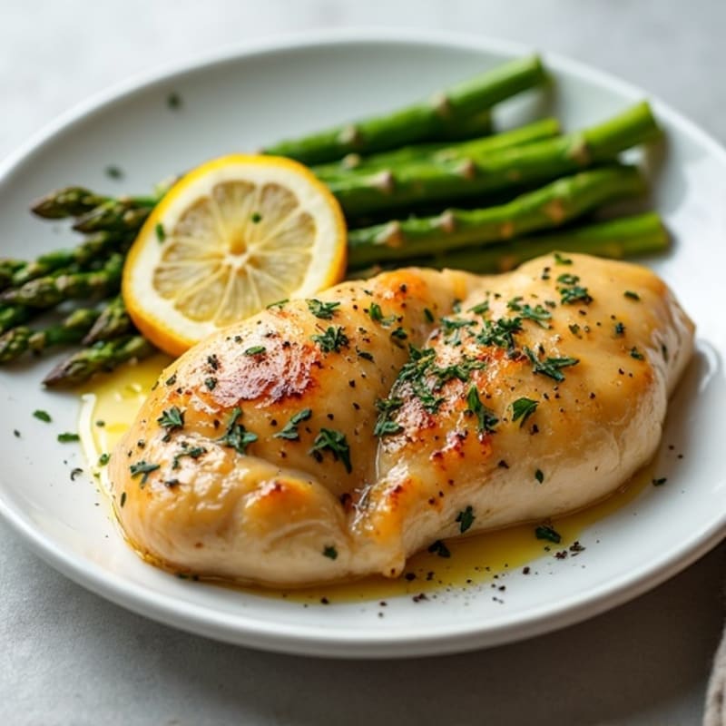 Baked Lemon Herb Chicken with Roasted Asparagus