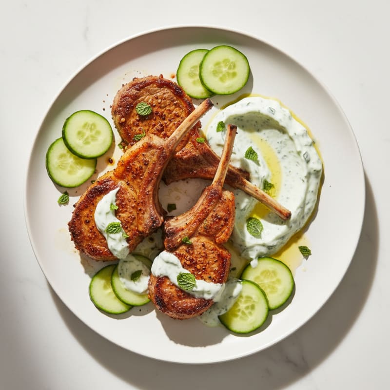 Harissa Lamb Chops with Mint Yogurt
