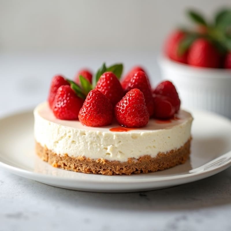 Greek Yogurt Protein Cheesecake with Fresh Strawberries