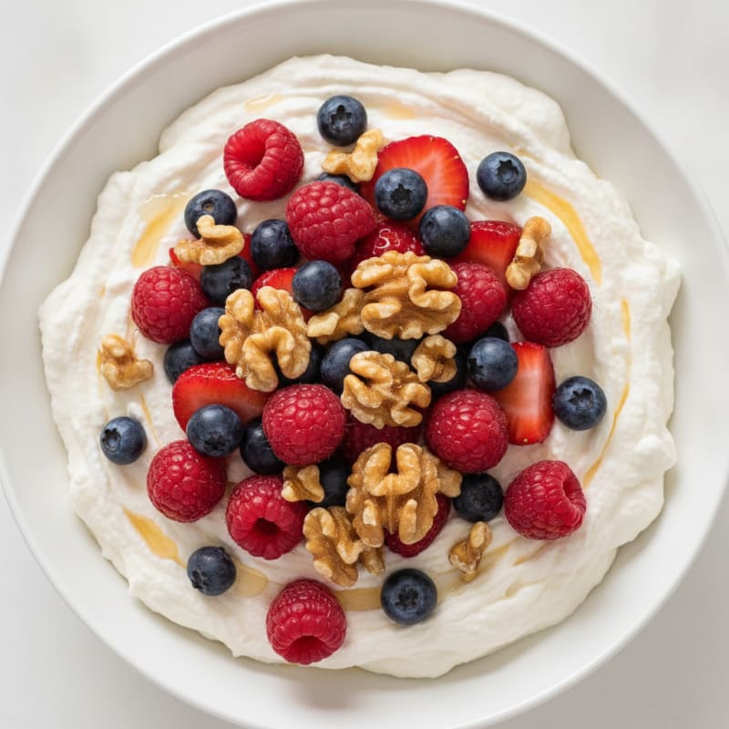 Greek Yogurt Protein Mousse with Mixed Berries