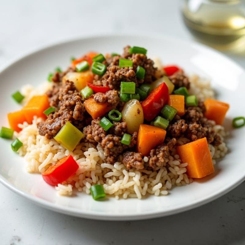 Lean Ground Beef and Vegetable Stir-Fry with Jasmine Rice