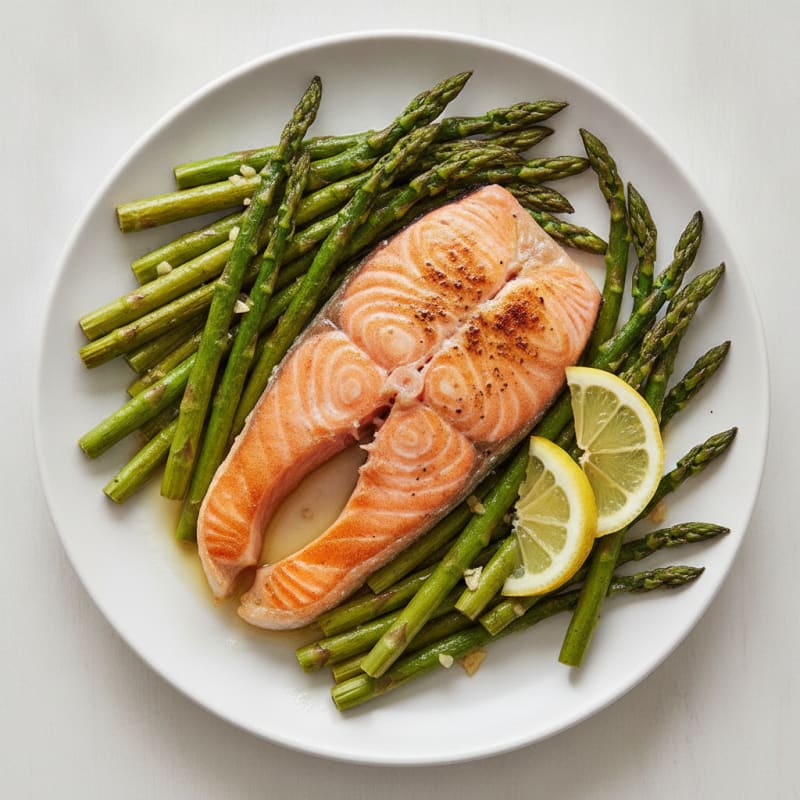Seared Salmon Filet with Roasted Asparagus