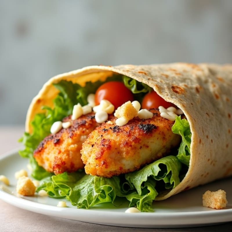 Healthy Crispy Chicken Caesar Wrap