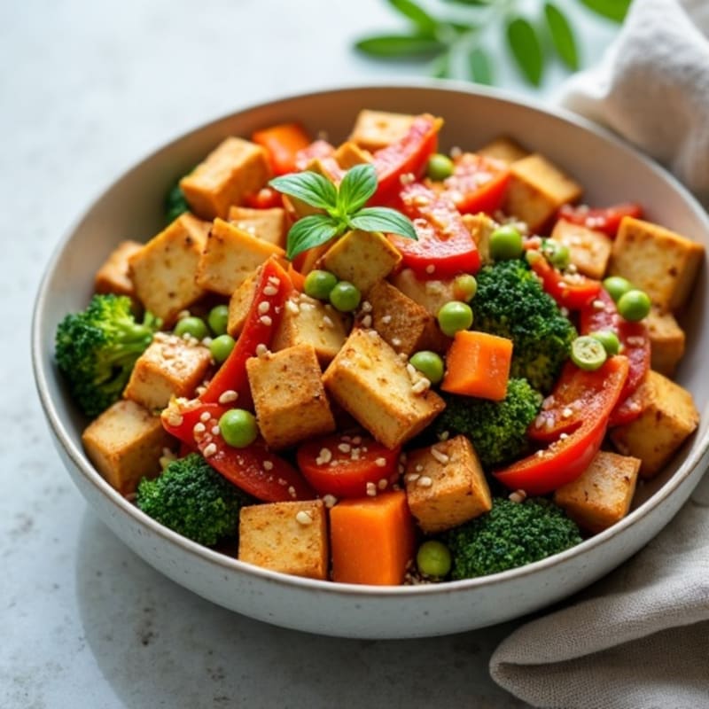 Crispy Sesame Tofu Stir-Fry with Fresh Vegetables