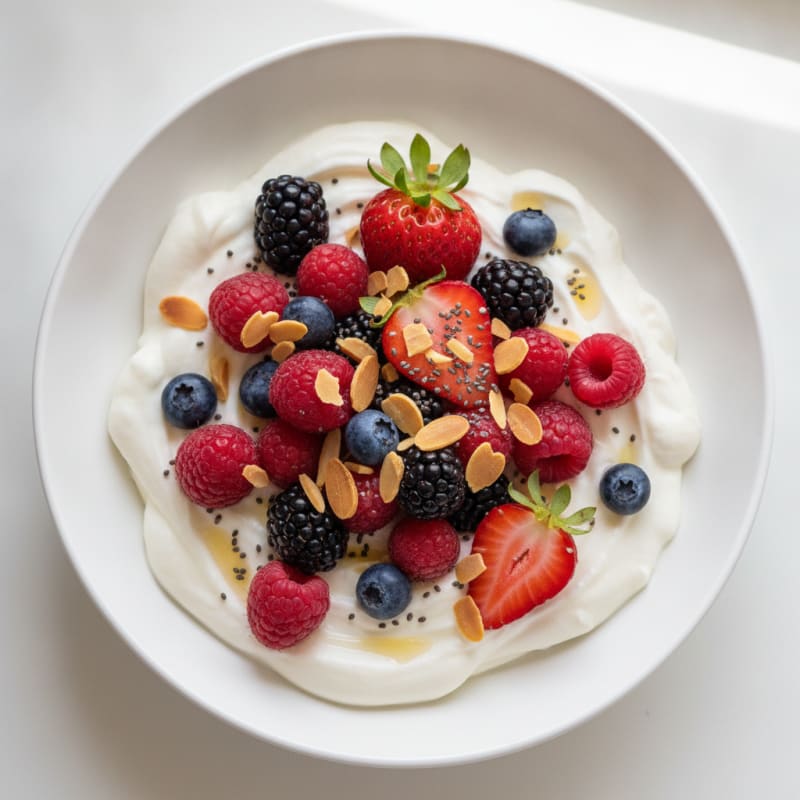 Silky Greek Yogurt Protein Mousse with Mixed Berries
