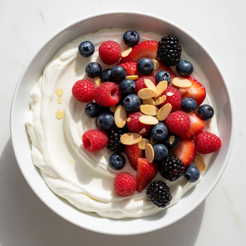 Greek Yogurt Protein Bowl with Mixed Berries and Almonds