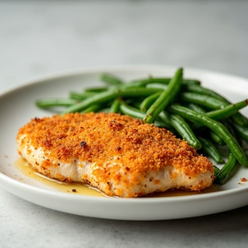 Crispy Buttermilk Baked Chicken with Roasted Green Beans